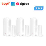 Tuya Smart Zigbee 3.0 Capteur d'ouverture et de fermeture,détecteur de porte,application Smartlife,contrôle,notification,compatible avec Alexa,Google Home,2-8 pièces - Type 3PCS