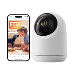 SwitchBot Caméra de sécurité 2K-Pan/Tilt Cam 3MP pour Bébé/Animal, Wi-Fi 2.4G, Vision Nocturne, Audio Bidirectionnel, Suivi des Mouvements à 360°, Mode Privé, Compatible Alexa, Stockage Cloud/SD 256G