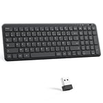 OMOTON Clavier sans Fil 2.4 Ghz, Clavier AZERTY sans Fil Silencieux pour Windows 11/10/8/7, PC, Ordinateur Bureau/Portable, Clavier USB avec Pavé Numérique, 12 Raccourcis Multimédias, Ultra-Mince