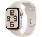 APPLE Watch SE (2023) - 44 mm Starlight Aluminium Case with Starlight Sport Band, S/M, White