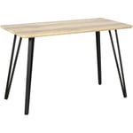 Table à manger design industriel grand plateau dim. 120L x 60l x 75H cm pieds métal noir en épingles mdf aspect chêne clair