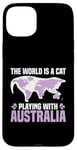 Coque pour iPhone 15 Plus Le monde est un chat qui joue avec l'Australie World Map Traveler