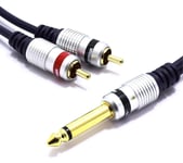 Jack 6.35mm Mono vers 2x RCA Câble 3m Vitalco Double Cinch Mâle vers Jack 6.35 Connecteur Adaptateur