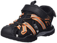 Geox J Borealis Boy Sandal, Black/Orange, 7.5 UK Child