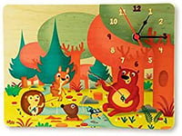Dida - Horloge en Bois Enfant - Animaux de la forêt – Horloge Murale et de Table pour la Chambre des Enfants