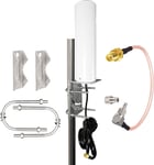 Antenne 4g Exterieur Mimo Omnidirectionnel Antenne 12dBi 698-2700MHz avec 5M SMA Mâle Câble + 15CM SMA à CRC9/TS9 Câble pour 4G LTE Routeur Passerelle Modem Cellulaire Combination