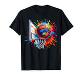 Colorful Basketball Tie Dye Color Splash Basketball Hoop Net T-Shirt