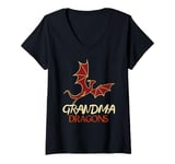 Womens Grandma Dragon Magical Mythical Legendary Grandmother Funny V-Neck T-Shirt