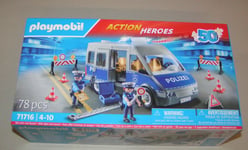 Playmobil 71716 Action Heros - Voiture de Police Avec Straßensperre Neuf