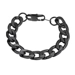 PROSTEEL Gourmette Homme Noir Grosse Maille 13mm Chaîne Bracelet 19cm Hip Hop Style