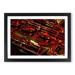 Big Box Art Saxophone Instrument (1) Framed Wall Art Picture Print Ready to Hang, Black A2 (62 x 45 cm)