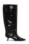 Eyelets Slouchy High Shaft Boot Naplack - Black