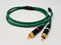 RCA Phono to 3.5mm Stereo Mini Jack Aux Cable Van Damme Pro OFC Lead Green 1m