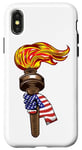 Coque pour iPhone X/XS Drapeau américain et torche 4 juillet patriotique américain