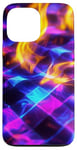 Coque pour iPhone 13 Pro Max Art abstrait psychédélique bleu électrique futuriste