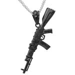 Falsk armégevär maskingevär     hänge halsband present man Cs spelare Asg guld  (FMY) AK 47 Black