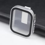 Glas+vattentätt case för Apple Watch 7 8 9 45mm 41mm Skärmskydd Hård PC Bumper för iWatch Series 6 5 4 SE 40mm 44mm Cover Matte Silver Series 7 8 9 45mm