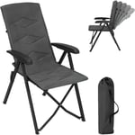 Woltu - Chaise Pliante Camping, 47 x 49 x 101 cm, Chaise Longue, Fauteuil Pliant, Chaise de Pêche, Cadre en Métal, Gris foncé