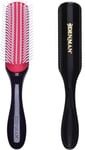 Denman Curly Hair Brush D3 (Black & Red) 7 Row Styling for Detangling