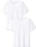 LAPASA Lot de 2 T-Shirts Homme en Micromodal Uni Manches Courtes Maillots de Corps Doux et Confortable M08 Col en V Blanc XXL