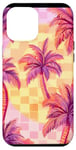 Coque pour iPhone 12 Pro Max Rose Art Déco Plage à Carreaux Coucher De Soleil Océan Whimsical Palm