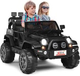 Voiture Electrique Enfant 12V avec 2 Sieges et Telecommande Vehicule Electrique Boîte de Rangement MP3 Noir