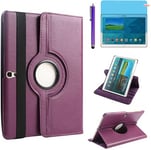 Étui Housse Coque Pour Samsung Galaxy Tab S 10.5 Pouces 2014 (Sm-T800 Sm-T805) - 360 Degrés Rotation Full Protection Kickstand Case Cover,Avec Un Stylo,Écran Film (Purple)[Coq103377]