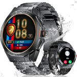 LIGE Montre Connectée Homme avec Appel Bluetooth, 1,46" Smartwatch avec 100+ Modes Sportifs/Lecteur de Musique/Fréquence Cardiaque/SpO2/Sommeil 3ATM Imperméable pour Android iOS Noir