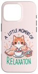 Coque pour iPhone 16 Pro idee cadeau citation drôle relaxation design chat kawaii