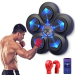 Oamger Machine de Boxe Musicale à Domicile, Appareil de Boxe électronique Portable Mural, améliore la Coordination œil-Main et soulage Le Stress grâce au capteur Bluetooth (Bleu+Gants Adultes)