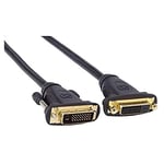 PremiumCord Rallonge DVI - 2 m, Dual-Link, DVI-D (24 + 1) Femelle vers mâle, numérique, Full HD 1080p 60 Hz, Couleur : Noir