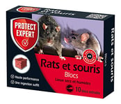 PROTECT EXPERT FB300 Rats & Souris | 10 Blocs extrudés pour lieux secs et humides, 300 GR