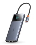 Baseus Hub USB C 10Gbps Adaptateur USB 3.2 avec Ethernet RJ45, 4K@60Hz HDMI, 2 USB-A, USB-C, 100W PD, 6 en 1 Station d'accueil pour iPhone 15, Ordinateur Portable MacBook/Surface/Dell/iPad/Steam Deck