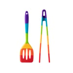 Taylor's Eye Witness Mini Rainbow Silicone Slotted Turner & Tongs Set