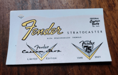 FENDER stratocaster 75th HEADSTOCK LOGO TETE DE GUITARE FENDER STRATOCASTER 75th