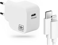 Chargeur USB-C 30W Technologie GaN - Charge Ultra-Rapide 60% en 30 Min - Câble USB-C vers Lightning de 1m - Compact et Idéal pour Voyages - Compatibilité Universelle iPhone, Samsung, Mac, Wi.[F3275]