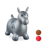 Relaxdays Hopping Horse, Air Pump Included, Up to Free, Space Hopper ballon sauteur cheval pompe gonflable jouet jeux enfant 50 kg sans BPA, gris, 10024991_111, 48 x 26 x 58 cm