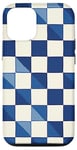 Coque pour iPhone 15 Pro Carreaux vichy bleu motif rustique à carreaux