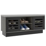 Shoe Rack Storage Bench Organizer W/Cushion Adjustable Shelf Slide Door Grey