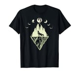 Howling Wolf Phases Of The Moon Retro T-Shirt