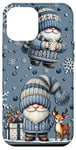 iPhone 12 Pro Max Blue Christmas Gnomes And Baby Reindeer Snowflake For Winter Case