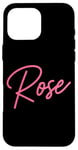 Coque pour iPhone 16 Pro Max Rose Nom Femme Mignon Fille Élégante Femme Amour Manuscrite