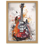 Electric Mandolin Guitar Instrument Modern Watercolour Illustration Artwork Framed Wall Art Print A4