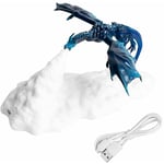 Impression 3D Dragon Cracheur De Feu Veilleuse Maison Lampe De Table Led Rechargeable Pour Chambre Enfants Chambre Camping Randonnee Bleu