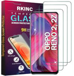 RKINC Verre Trempé [Lot de 3] pour Oppo Reno 2, Reno 2Z, Film Protection écran, Dureté 9H 0,33 mm HD Glass [Garantie à vie][sans Bulles d'air][Résistant aux rayures]