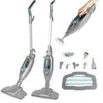 Petra PF01369VDE Steam Cleaner - 14 in 1 Vertical Steam Mop, Portable Steamer, Multi-Purpose, Chemical-Free, Sanitizes Floors/Carpets/Home, 350ml, Accessories Included, 1300W