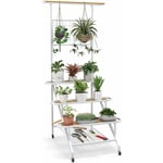 Support Plante pour plante grimpantes Goplus 4 Niveaux Étagère Multi-Fonction - avec Roulettes - 80x85x175,5 cm