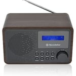 Roadstar HRA-700D+/WD Tragbares Radio Vintage Digital Dab/Dab+ / FM Funktioniert mit Netzwerk oder Batterien, Kopfhöreranschluss, Retro-Radio für Zuhause und Küche, Wecker mit Dual-Alarm, Holz