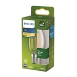 Philips LED Light Bulb Classic, UltraEfficient,40W, 485Lm, B35, E14 2700K, Clear Glass