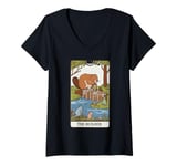 Womens Fun Tarot Card The Builder Beaver Building Spiritual Reader V-Neck T-Shirt